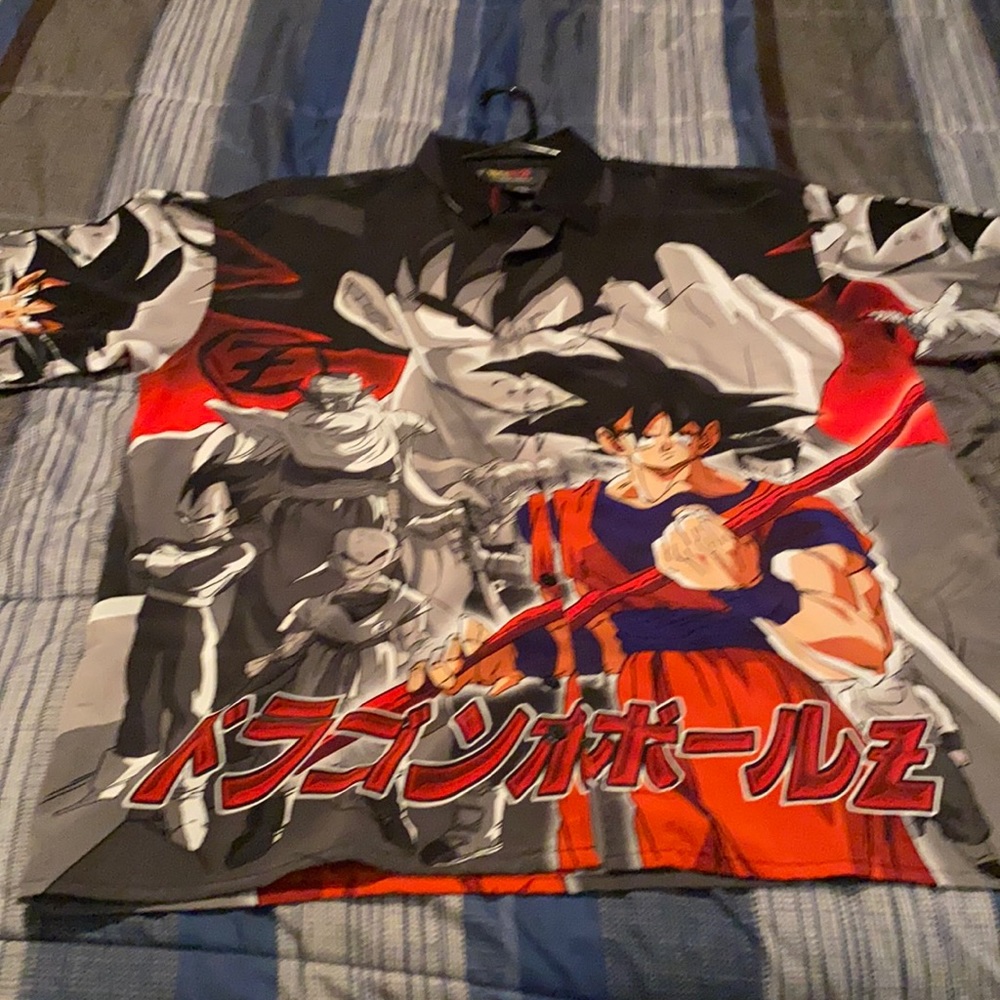 2001 dbz Goku button shirt